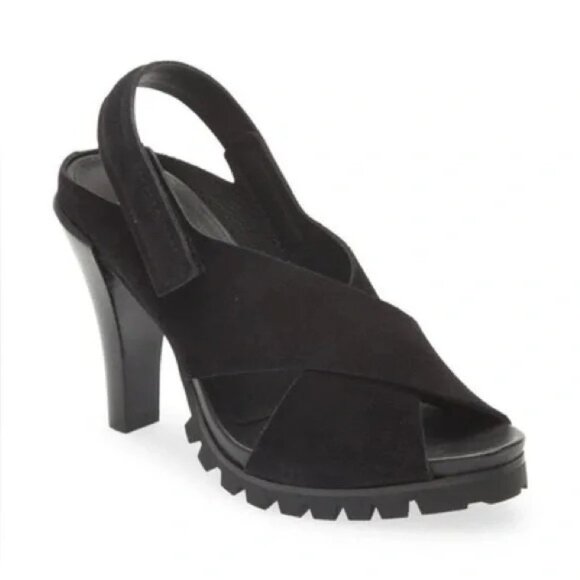Pedro Garcia Shoes - 🆕 PEDRO GARCIA Yuval Slingback Peep Toe Lug Sole Heels Sandals Shoes Black 7.5